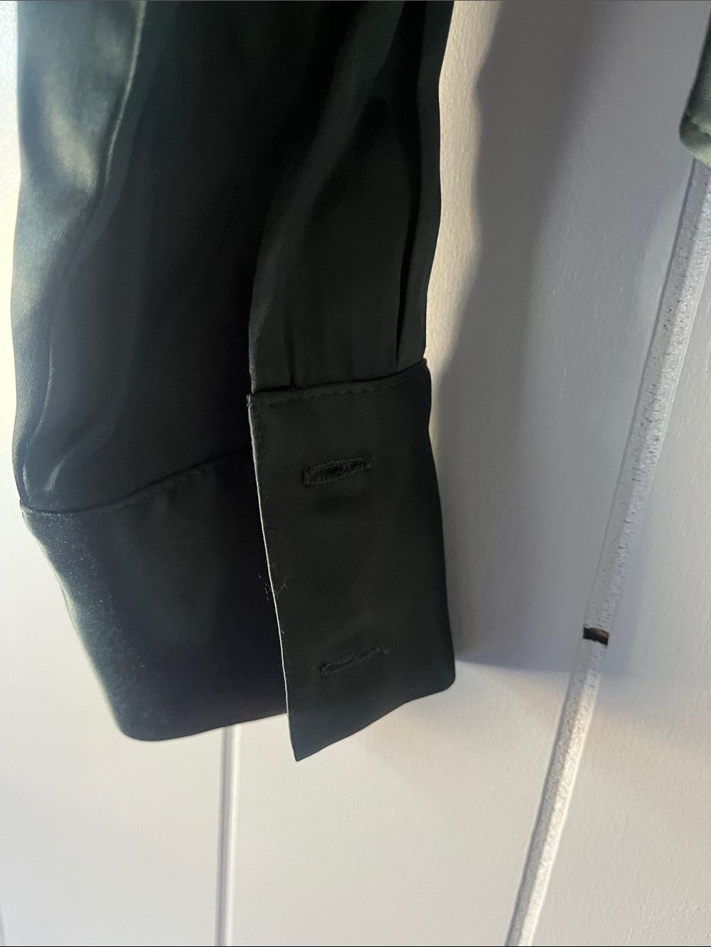 Zara Olive Satin Ruched Button-Front Shirt - Picture 7 of 13